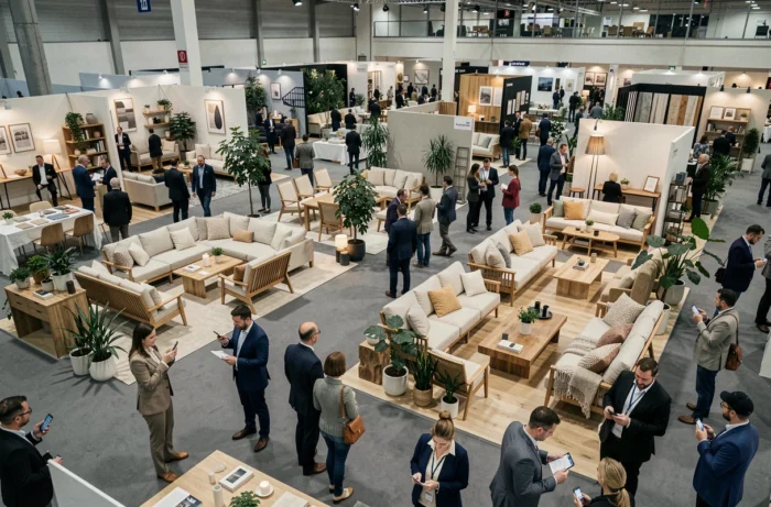 Vue panoramique du Salon de la Maison avec des espaces de décoration intérieure et des visiteurs explorant les stands